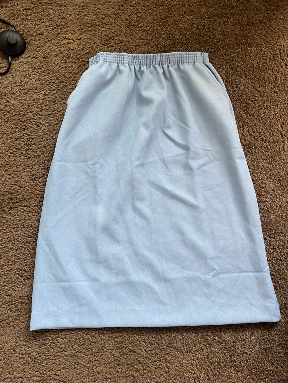 Blair Light Blue Elastic-Waist Midi Skirt with pockets